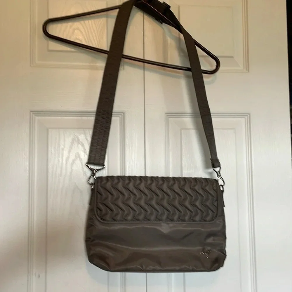 Lug Soar Gunmetal crossbody Quilted shimmer iridescent magnetic close adjustable
